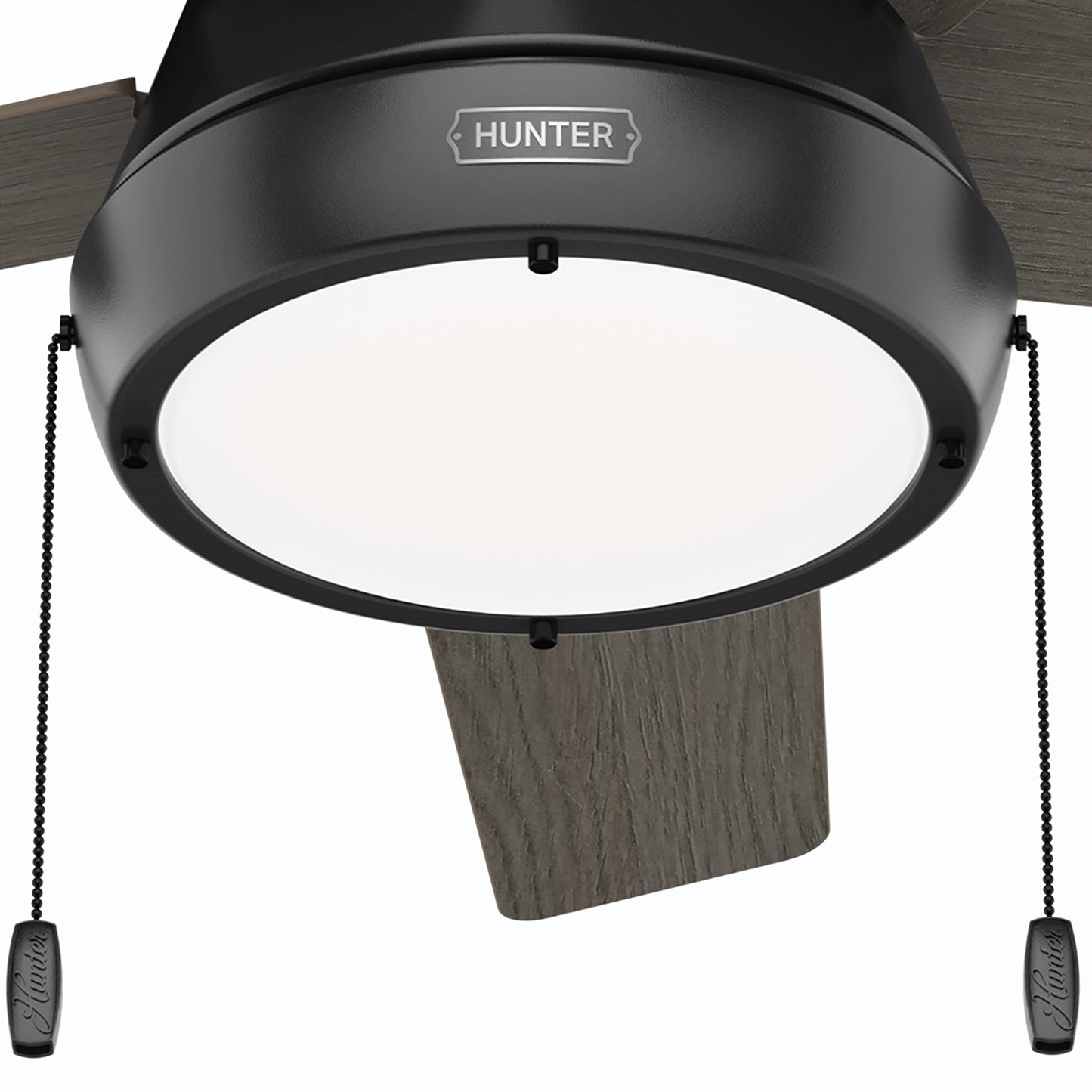 Hunter Fan 44 inch Casual Matte Black Indoor Ceiling Fan with LED Light Kit and Pull Chain (Renewed)