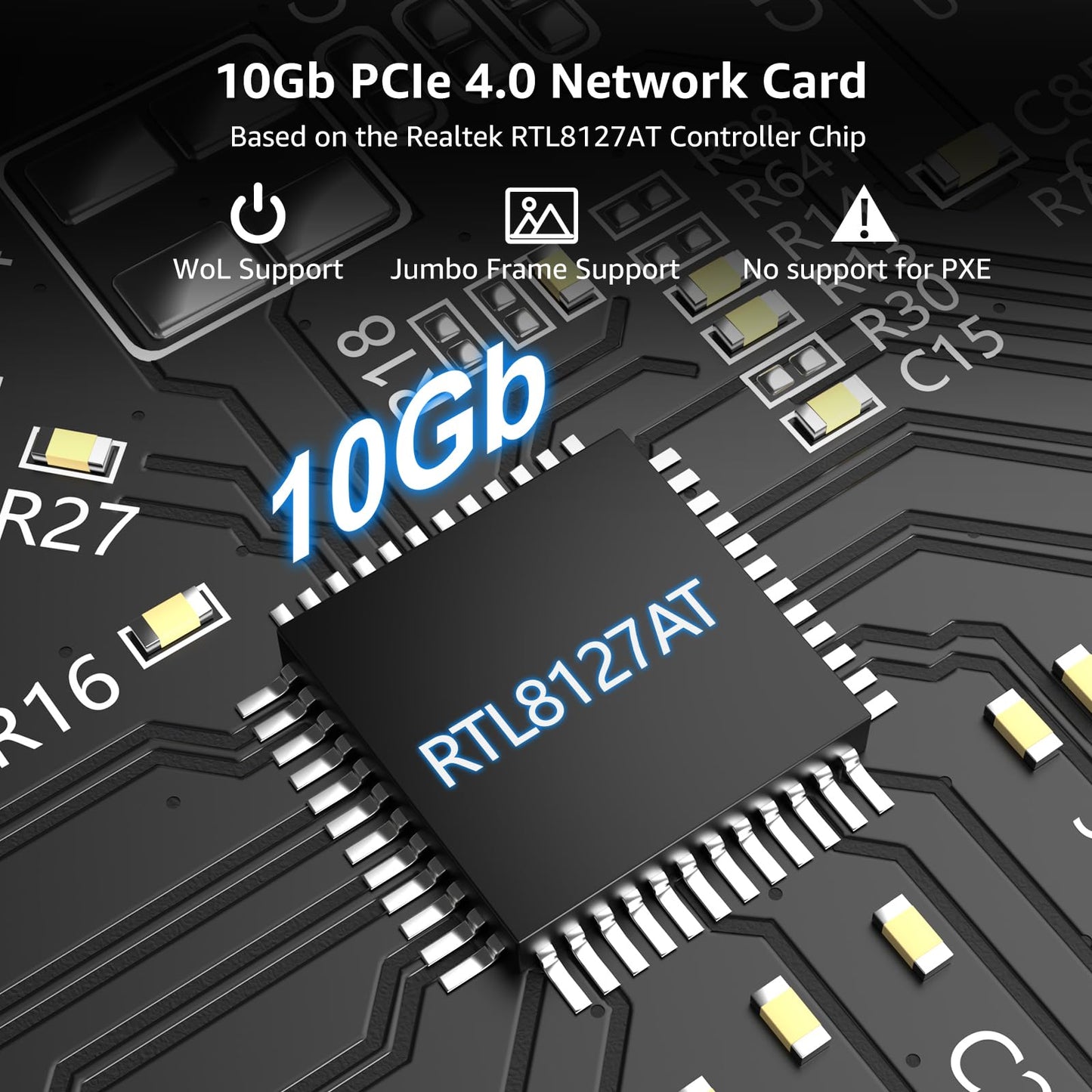 VIMIN 10G PCIe 4.0 x1 Network Card with Realtek RTL8127AT