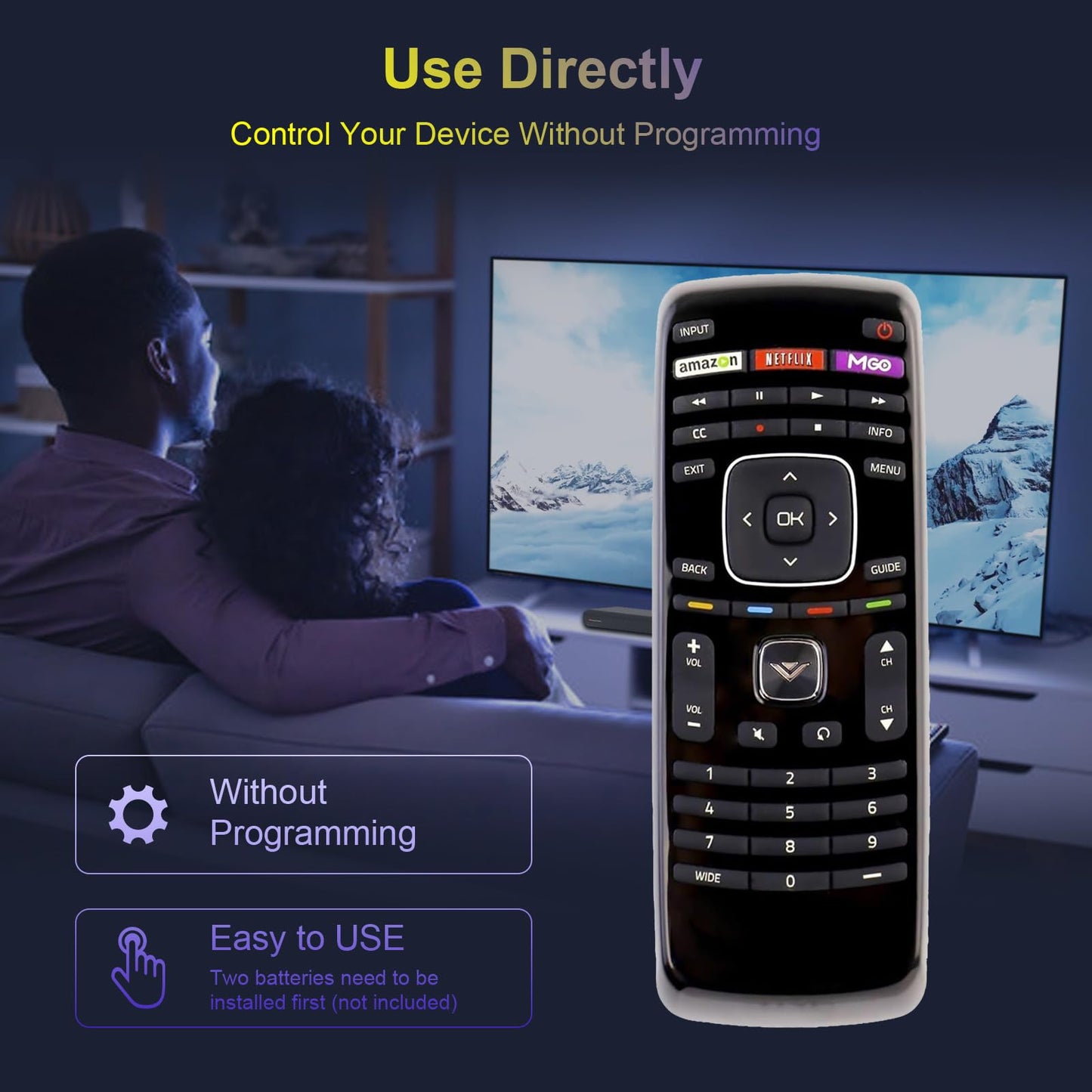 XRT112 Replace Remote fit for VIZIO TV HDTV D500I-B1 E24-C1 E28H-C1 E241IA1 E280I-A1 E320I-B1 E400I-B2 E390I-B1E E390I-A1 E420I-A0 E420I-B0 E480I-B2