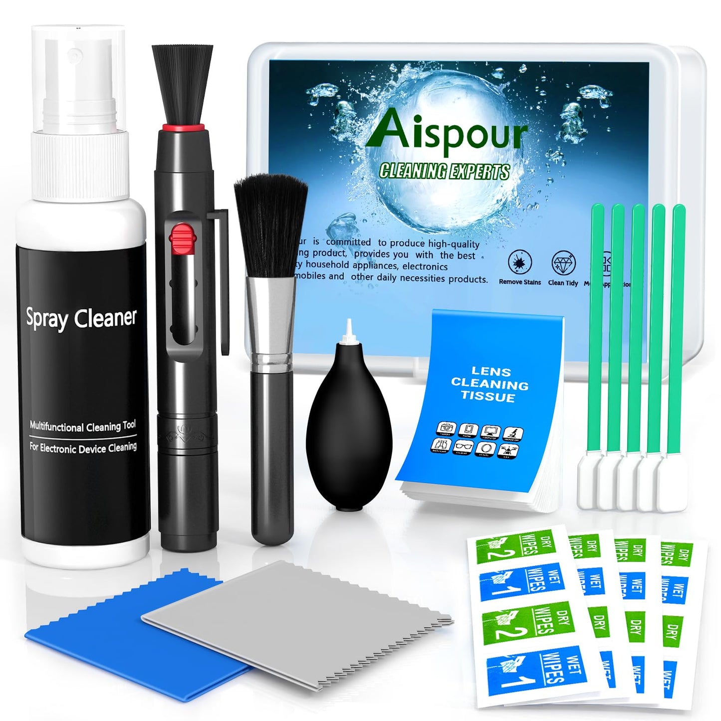 Aispour Camera Lens Cleaning Kit, 10-in-1 Camera Cleaning Kit, Camera Lens Cleaner and Camera Accessories, Includes Lens Cleaning Kit/Lens