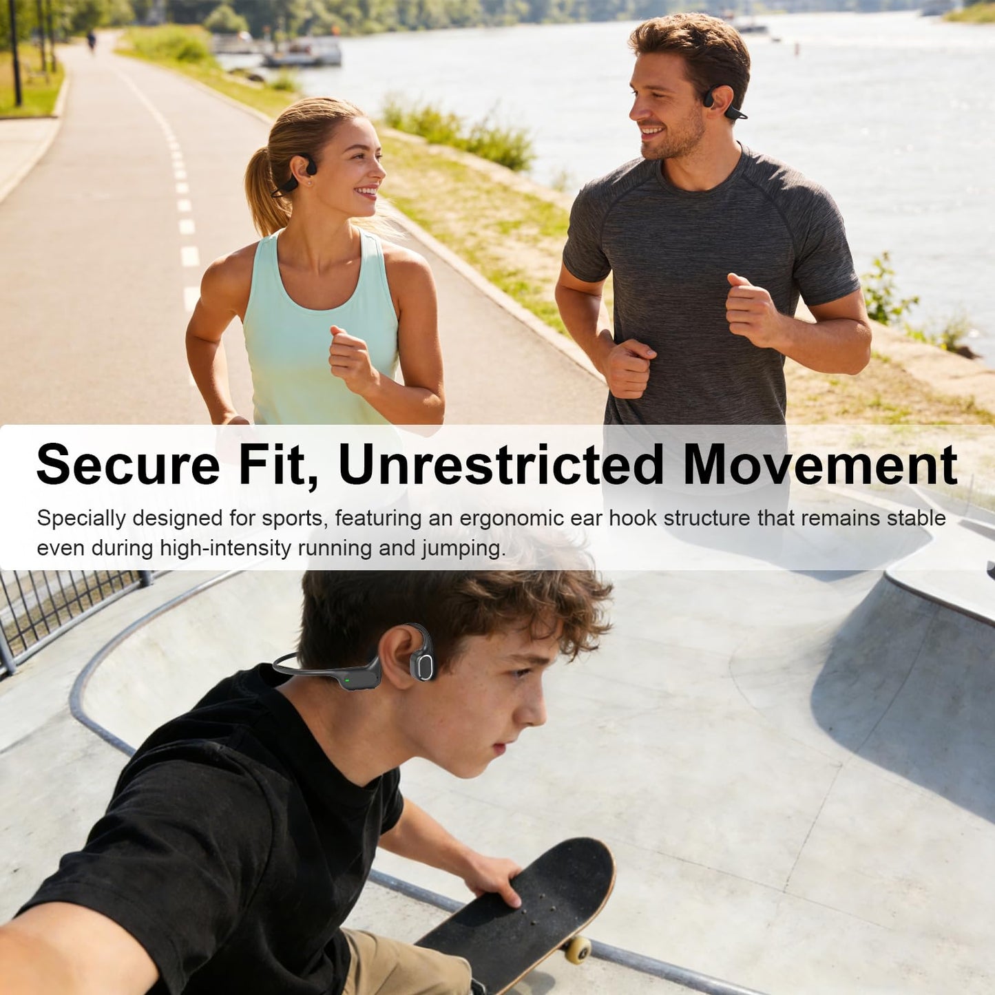 Fanisic Swimming Headphones/Earbuds, Bluetooth 6.0 & MP3 with 32GB Memory IP68 Waterproof Bone Conduction Headphones, Underwater Open Ear Headphones