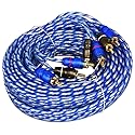 Rockville RTR204 20ft 4 Channel RCA Cable, Twisted Pair, 100% Copper, Split Pin, Noise Reduction, Durable Jacket, for Home Theater and Car Audio