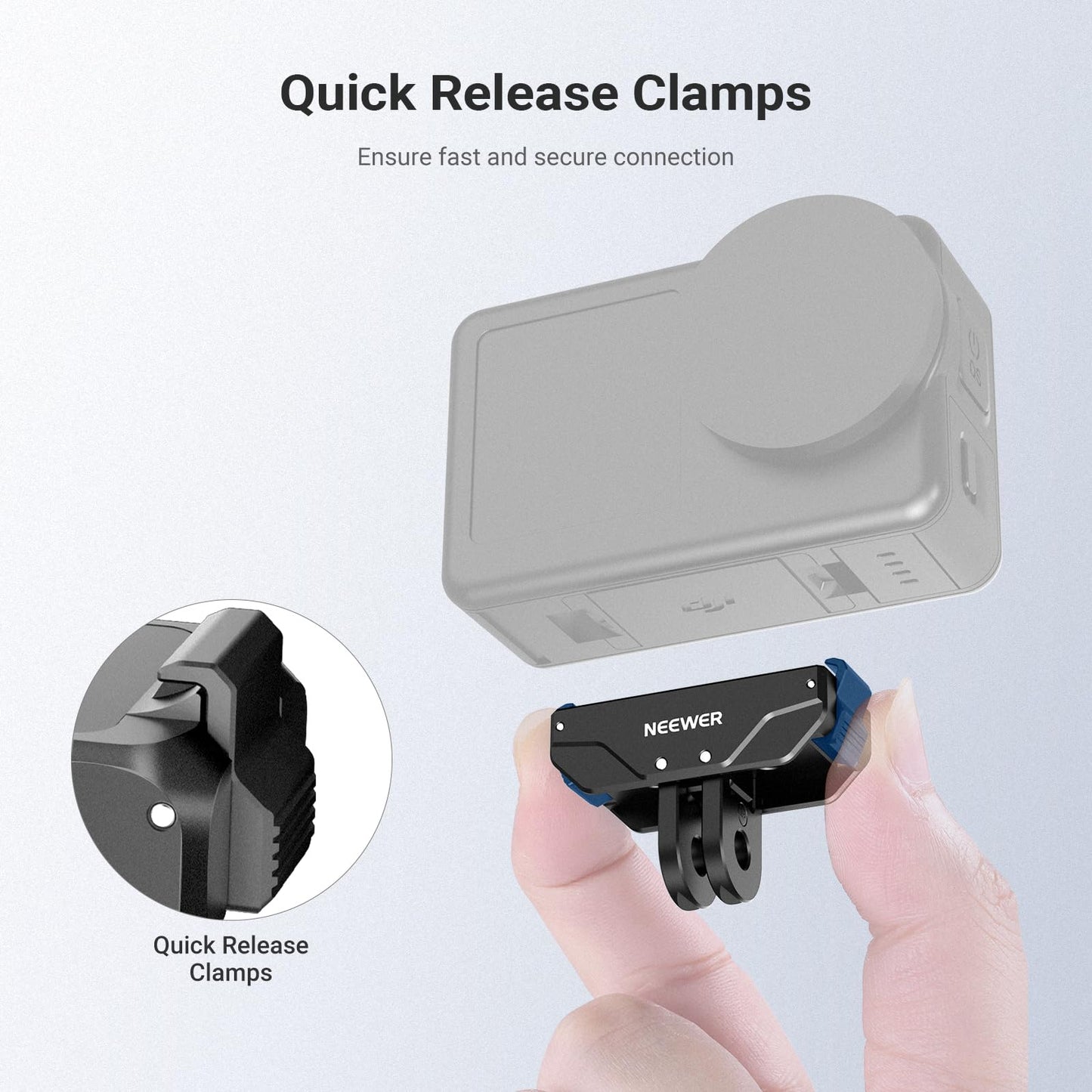 NEEWER Magnetic Quick Release Mount Compatible with DJI Osmo Action 6 Only, with Universal Action Camera Adapter & 1/4" Thread for Accessories, AC071