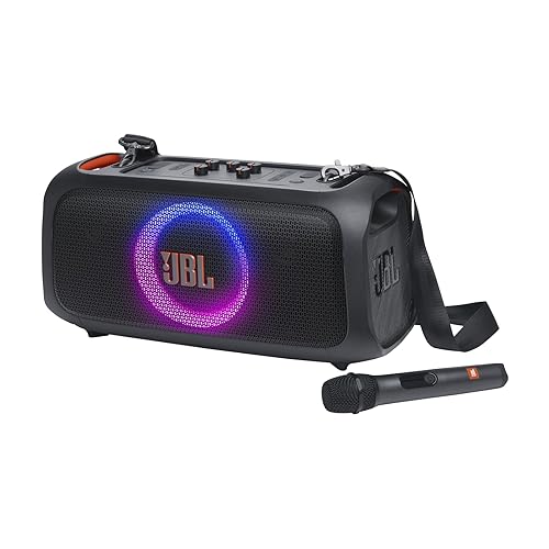 JBL PartyBox On-The-Go Essential - Portable Party Speaker with Built-in Lights and Wireless mic, Amazing JBL Pro Sound, IPX4 splashproof Protection, 6