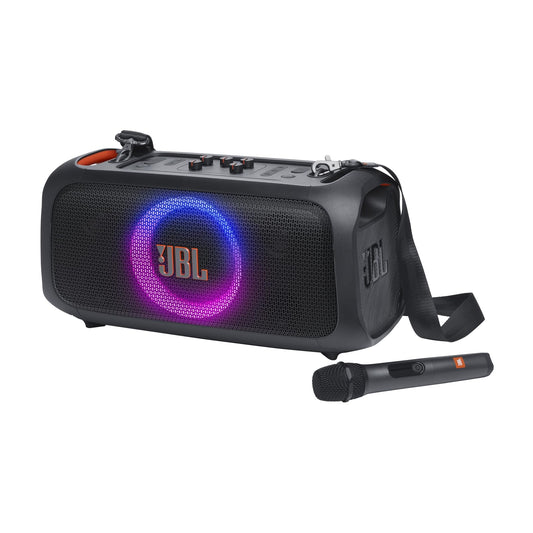 JBL PartyBox On-The-Go Essential - Portable party speaker with built-in lights and wireless mic - Black (Renewed)