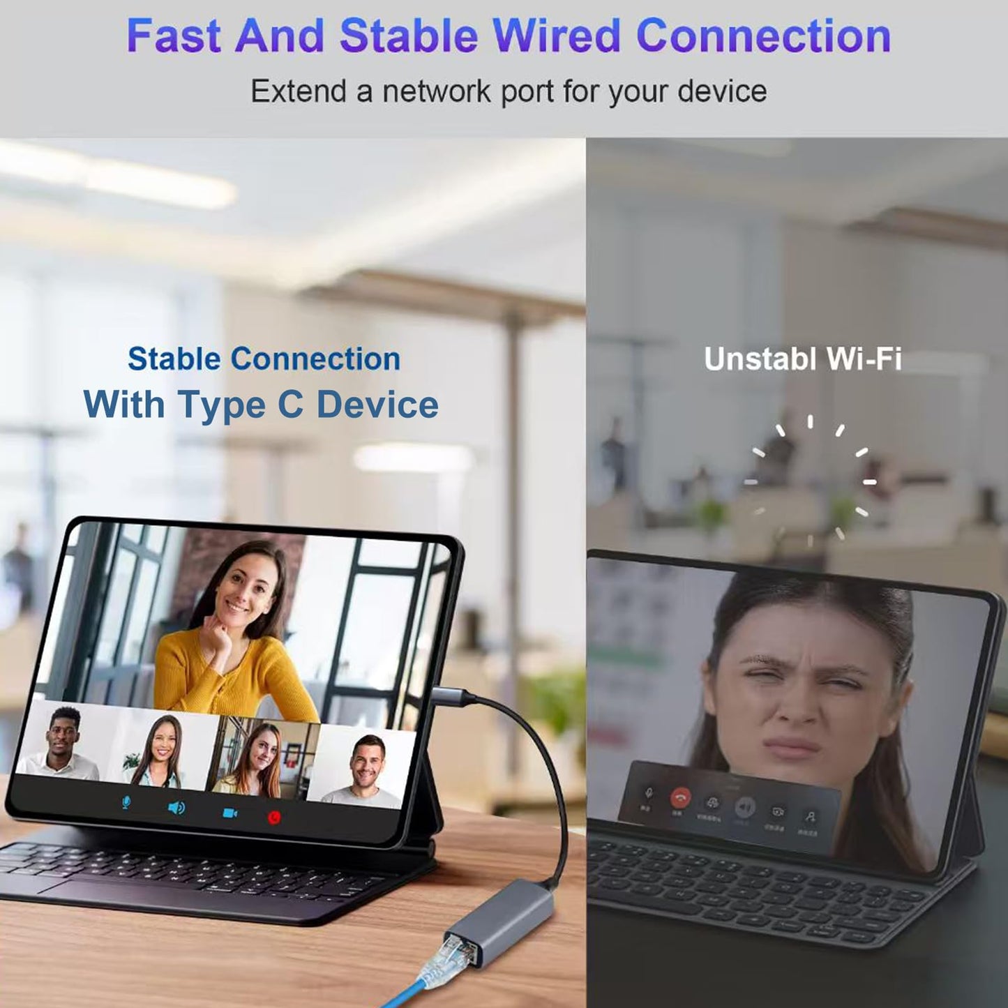 Junsky USB C to Ethernet Adapter, 1000 Mbps Type C to RJ45 Ethernet LAN Network Adapter, Compatible for Thunderbolt 4/3, i-Phone 17/16/15, MacBook