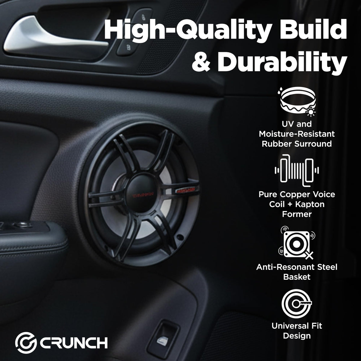 Crunch CS Series 6.5 Inch 300W 2-Way Component Speaker System, 2 Pair
