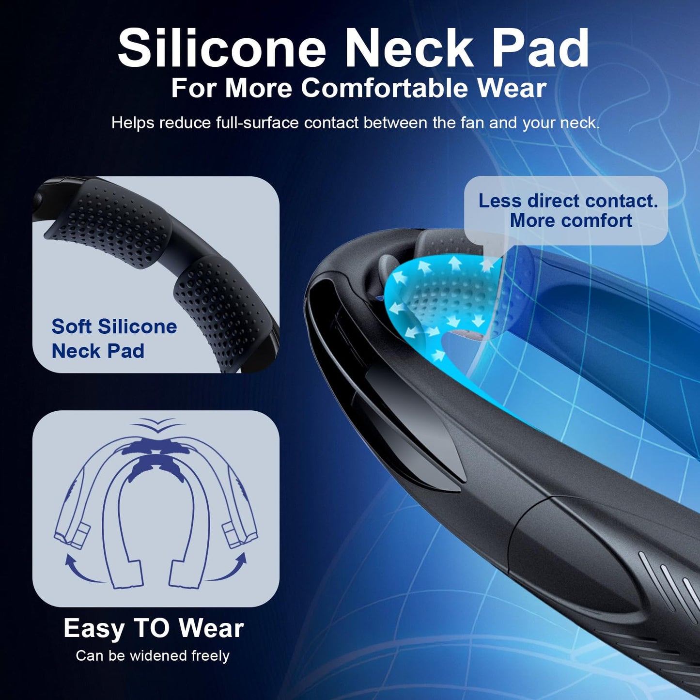 Gentsvip Portable Neck Fan with Reading Light, 6000mAh USB-C Rechargeable Hands Free Fan, 6-Speed Wearable Fan, 360° Cooling Summer Gifts for Men