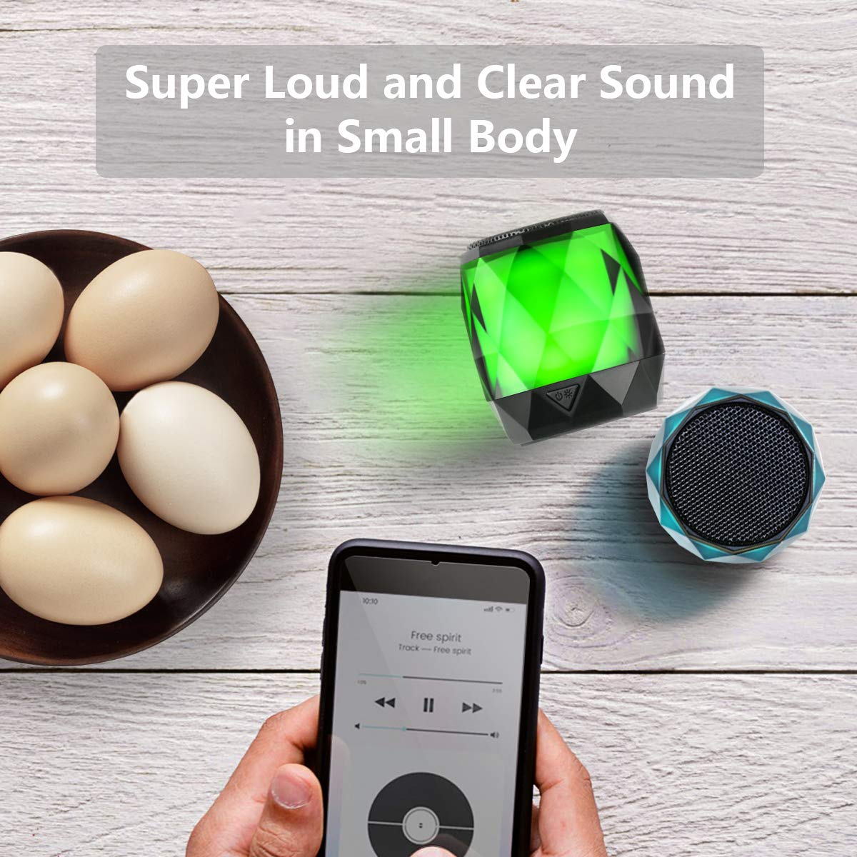 LFS Portable Bluetooth Speaker with Lights, Night Light Wireless Waterproof Speaker Magnetic, 7 Color LED Auto-Changing, Built-in microphone, TWS