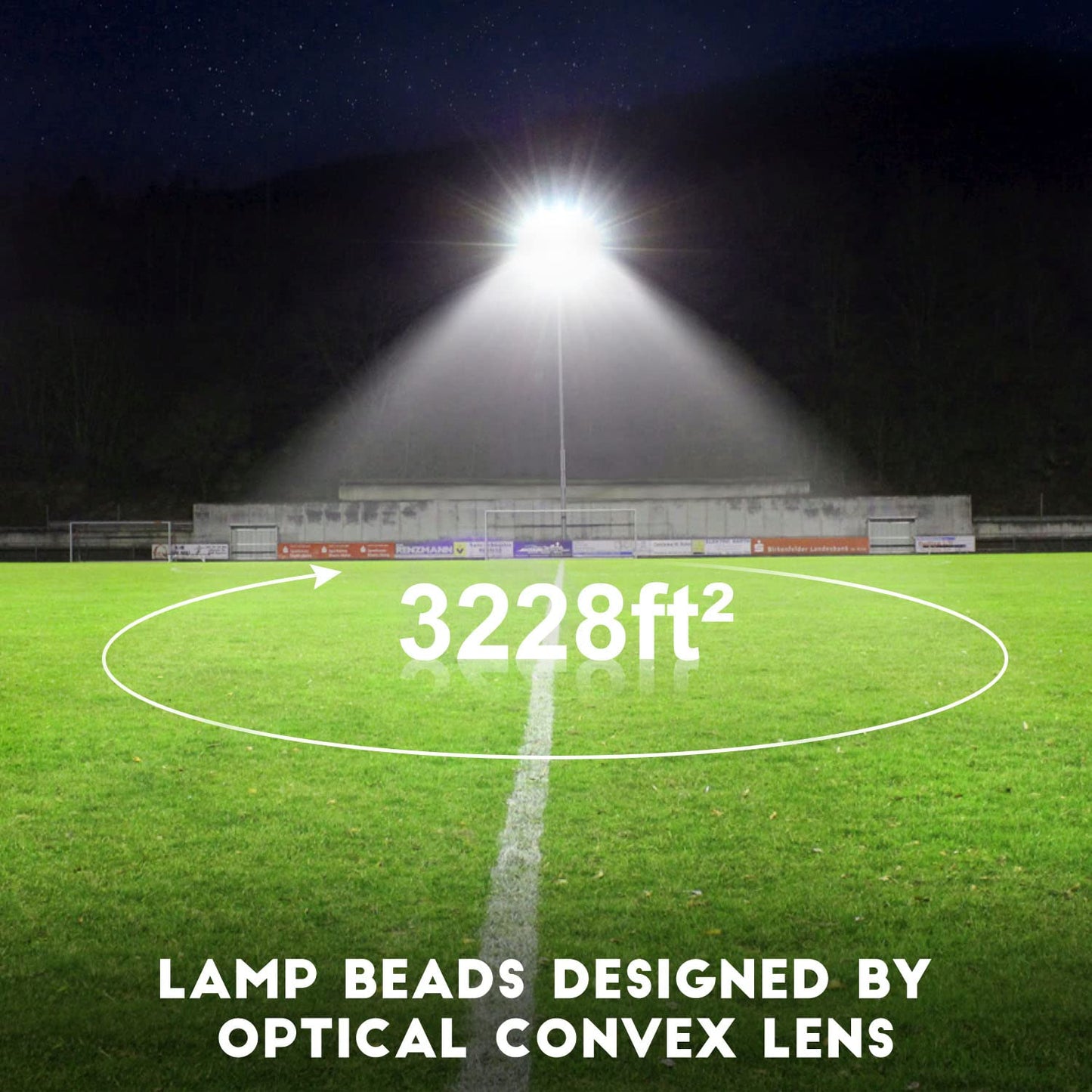 Juyace Led Stadium Flood Light Outdoor 36000Lm 1500W Equivalent Super Bright Commercial Area Lighting 100-277V 5000K Daylight IP65 Waterproof Arena