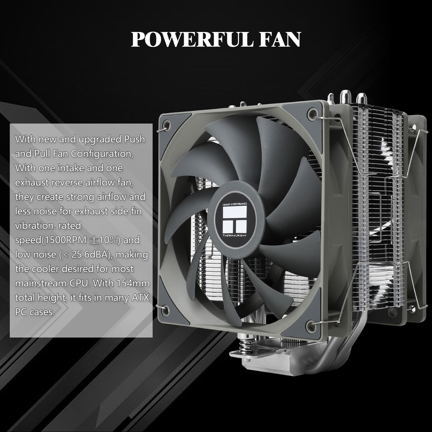 Thermalright Assassin Spirit 120 V2 Plus CPU Air Cooler, 4 Heat Pipes, Double PWM Quiet Fan CPU Cooler, Computer Heatsink Cooler, for AMD AM4