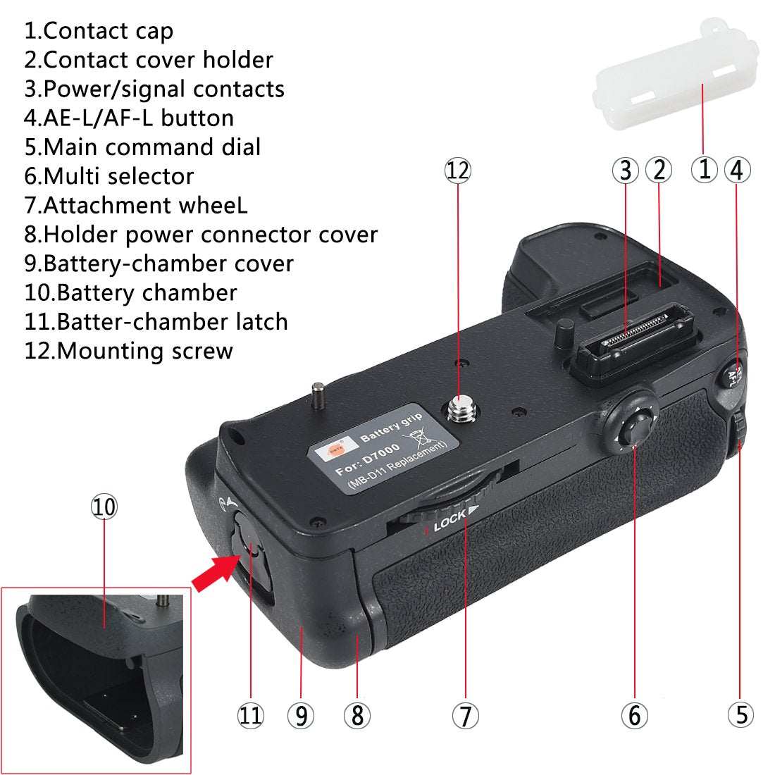 DSTE MB-D11 Vertical Battery Grip Compatible with D7000 DSLR Digital Camera as EN-EL15