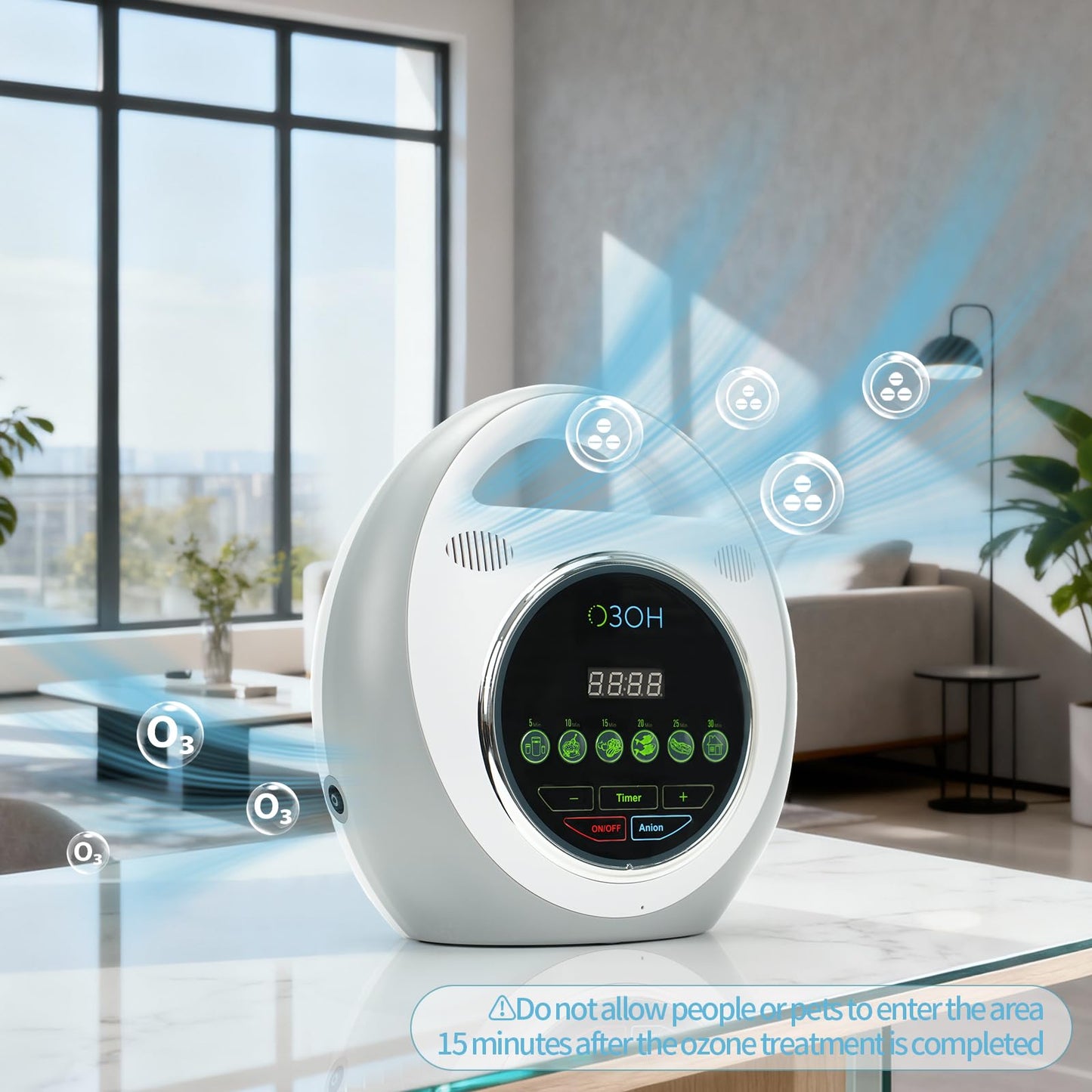 YTMAHPEN 800mg/h Multifunction Ozone Negative Ion Machine Clean Water Food Air Pet Odor Eliminating Starting Smart Applaate Power On Car Wire 12V