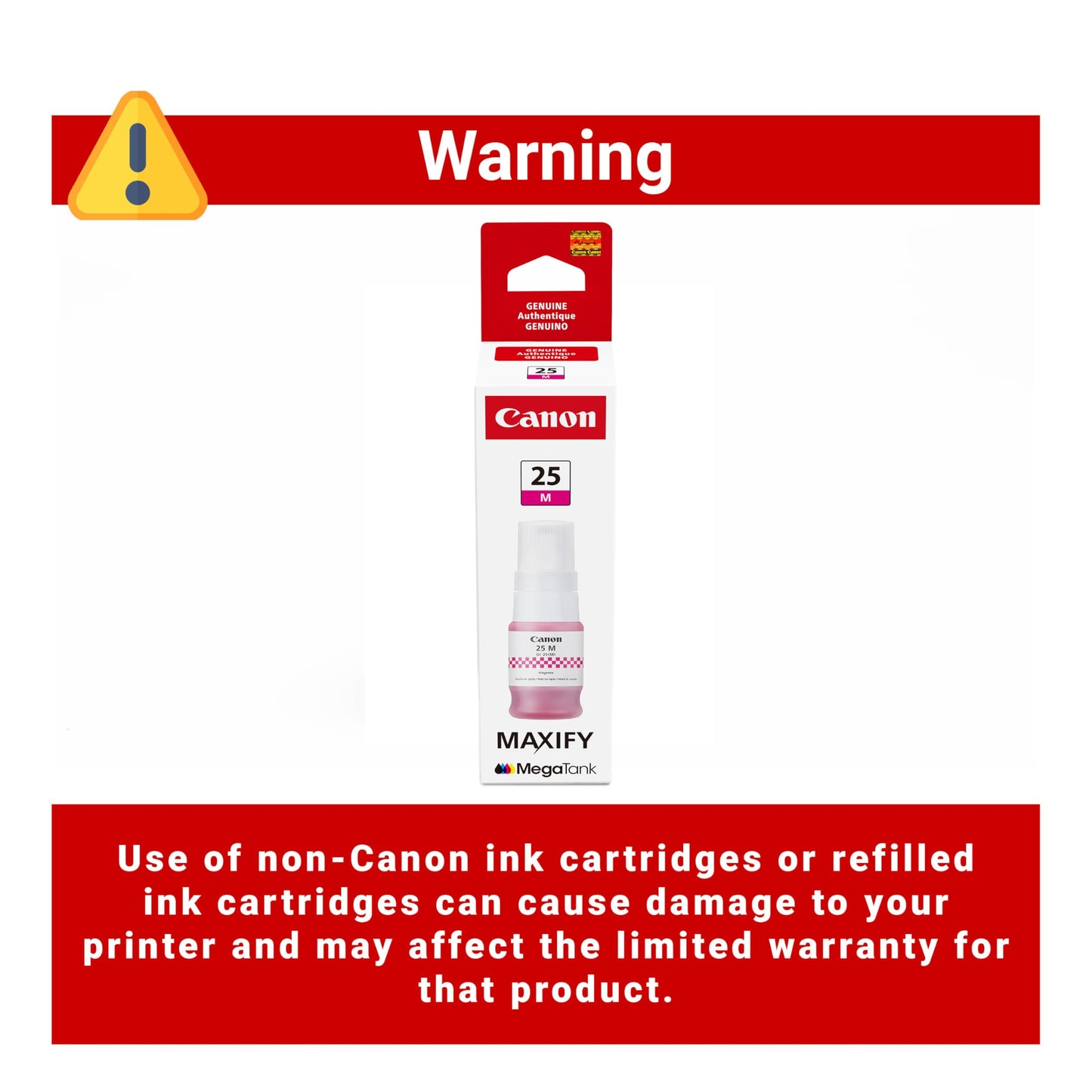 Canon GI-25 Genuine Magenta Ink Bottle, Compatible with Megatank GX2020, and GX1020 Printers