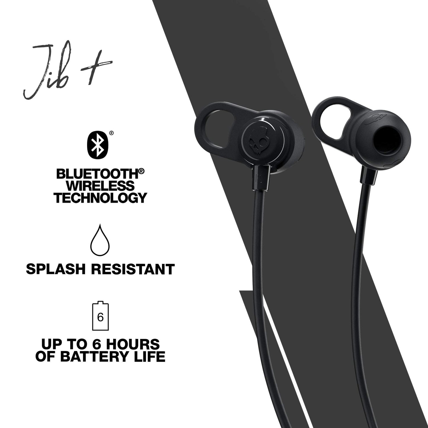 Skullcandy Jib+ Wireless Earbuds, Bluetooth Headphones, Up to 6 Hours Battery, Noise Isolating Fit, Water Resistant, Microphone for iPhone Android