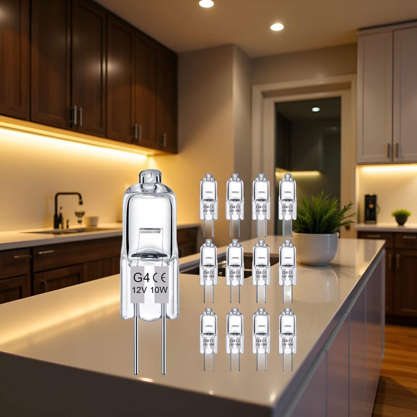 Jinshining 12Pcs Warm White G4 Bulb,12V 20W Halogen Lights Bulb 2 Pin,G4 Lights Bulbs Replacement for Under Cabinet Puck Light,Chandeliers, Landscape