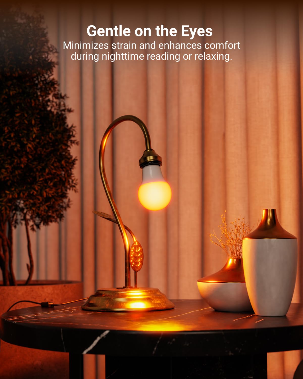 Sunco A19 LED Light Bulb, E26, 9W=60W, 1800K Amber Glow, Dimmable, 4 Pack