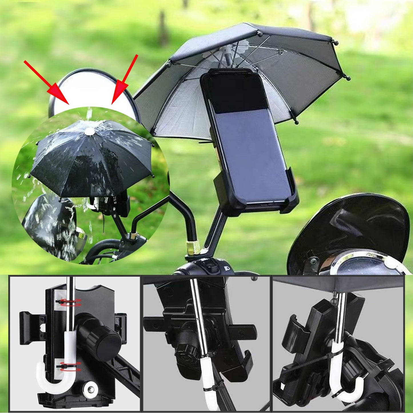 Wzttdm 3 Pcs Phone Umbrella Cell, Phone Umbrella for Sun Shad with Suction Cup Stand, Outdoor Sun Phone Umbrella Mobile Holder for Phone