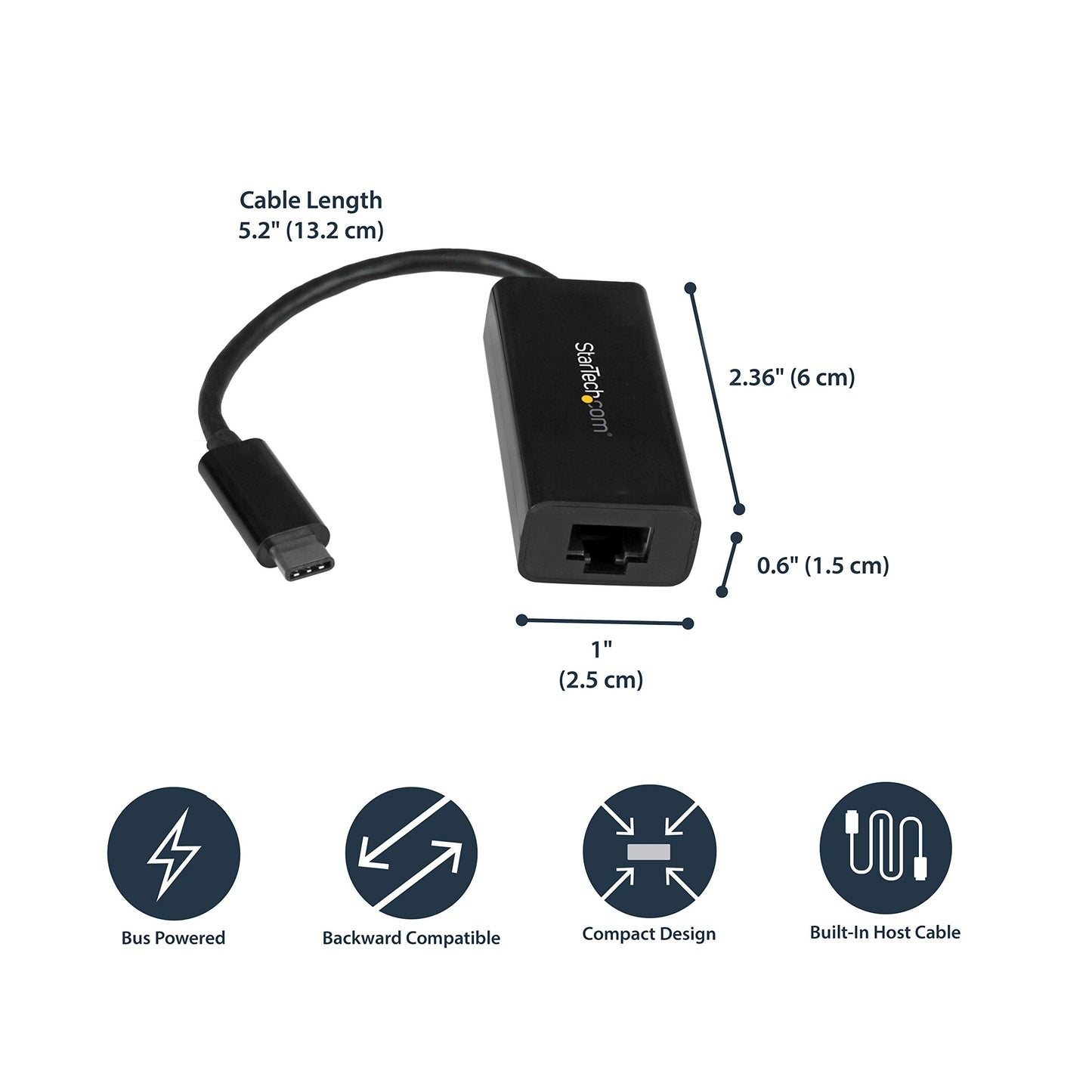 StarTech.com USB-C to Gigabit Ethernet Adapter, Thunderbolt 3 /4 Compatible, RJ45 LAN Network Converter, Windows & Mac