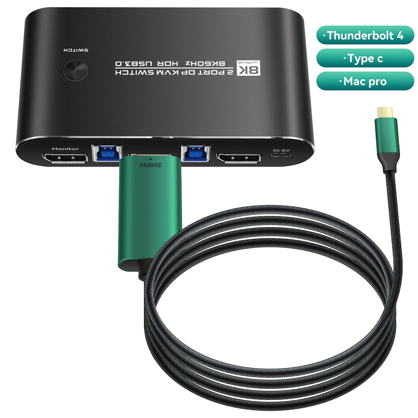 Daoistek Thunderbolt 4 kvm Switch 144hz mac kvm Switch 144hz Thunderbolt kvm Switch 144hz Type c kvm Switch 144hz kvm Switch Type c 1440P 120Hz 144Hz