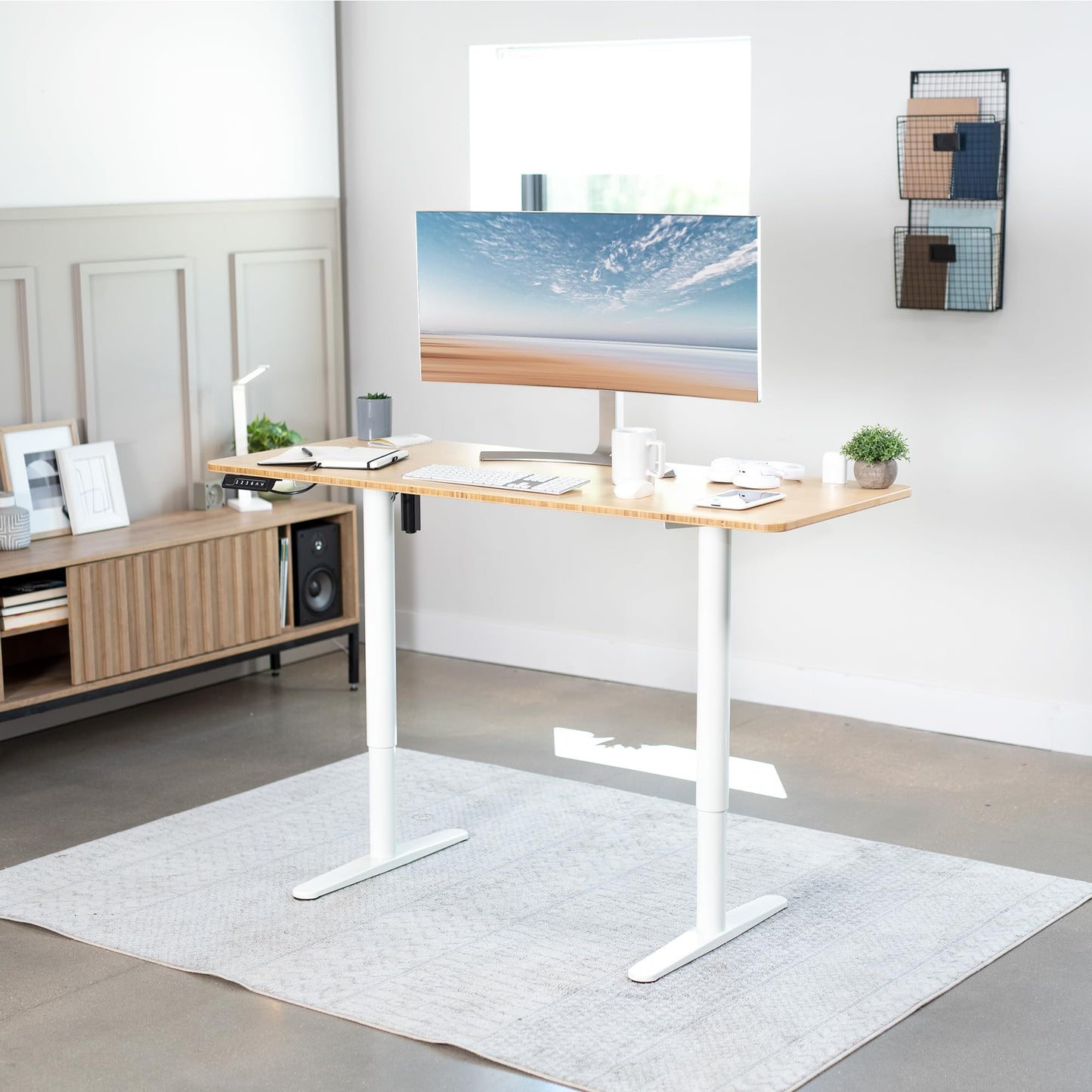 VIVO Electric Single Motor Standing Desk Frame for 41 to 74 in Table Tops, Memory Height Adjustment, Frame Only, White, DESK-E151EW