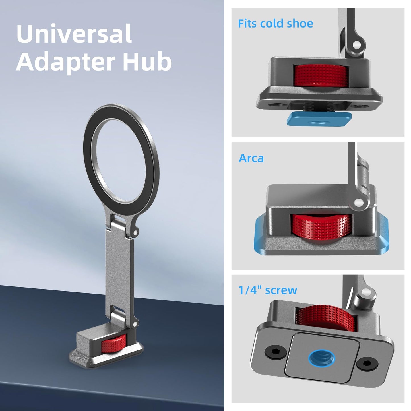 BRDRC Cold Shoe Phone Mount with Arca Port, Tripod Mount for MagSafe Magnetic Hot Shoe Adapter with 1/4" Screw Hole for DJI Ronin Samsung Canon Nikon