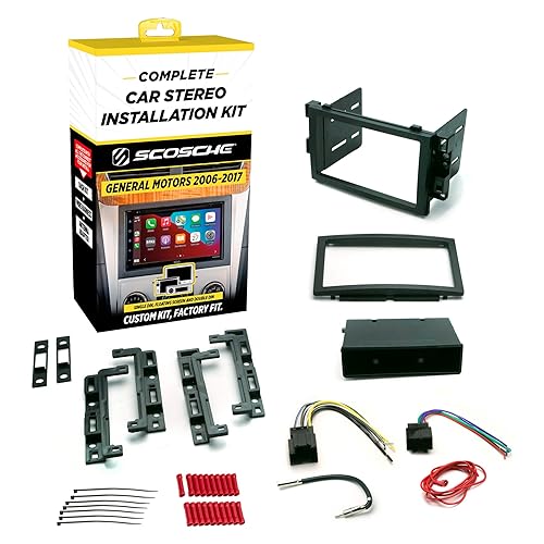Scosche ICGM10BN Complete Double/Single DIN Stereo Installation Kit for Select Non-Amplified 2006-17 General Motors Vehicles - No Steering Wheel