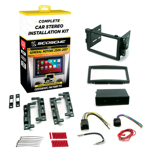 Scosche ICGM10BN Complete Double/Single DIN Stereo Installation Kit for Select Non-Amplified 2006-17 General Motors Vehicles - No Steering Wheel