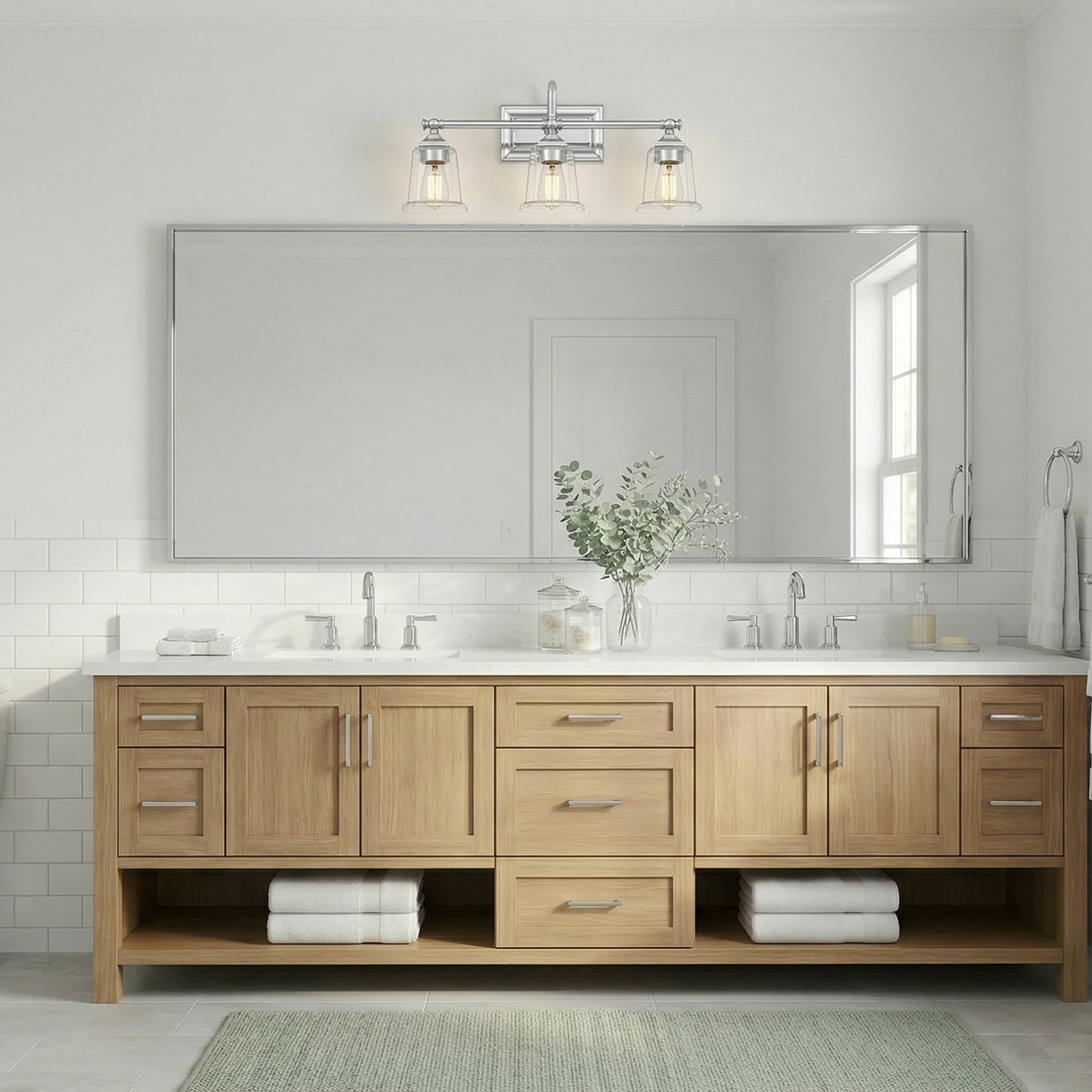 Quoizel Nicholas 22" Wide Polished Chrome 3-Light Bath Light