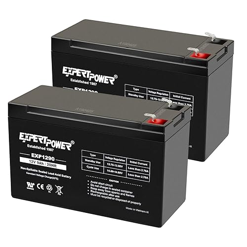ExpertPower 12v 9ah Sealed Lead Acid Battery with F2 Terminals (.250")/2 Pack