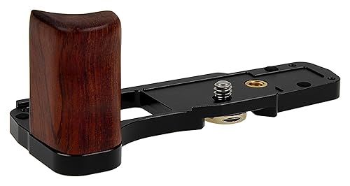 Deluxe Metal Camera Hand Grip for Olympus OM-D E-M10 Mark IV MILC MFT Camera with Wooden Accent and Battery Access