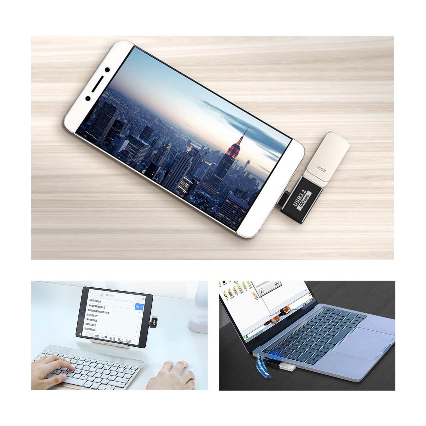 [90° Angle / 10Gbps] USB 3.2 to USB C OTG Adapter, USB C Male to USB Femal Converter for MacBook Pro 2020, iPad Pro 2020, Samsung Notebook 9, Dell…