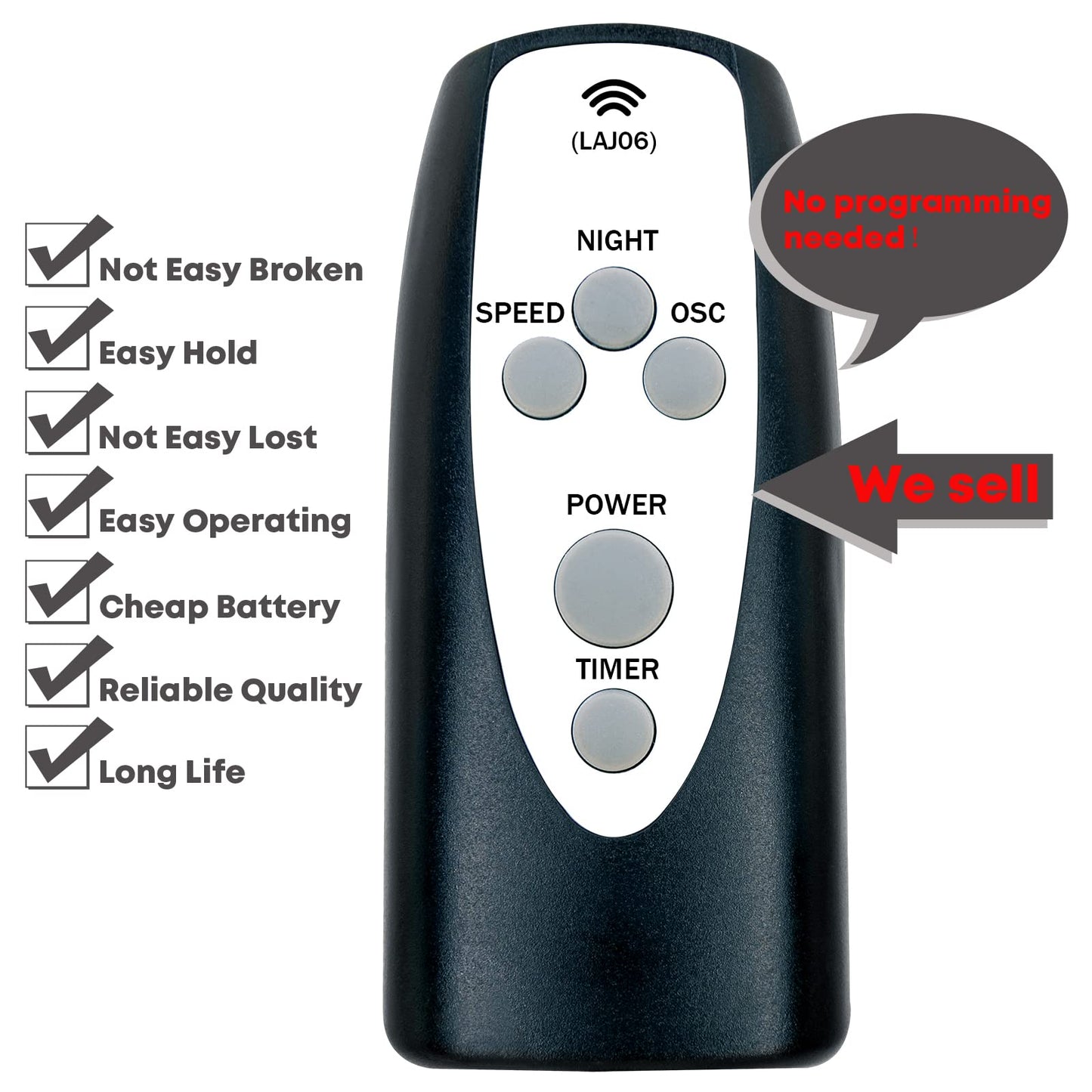 Replacement Remote Control for Lasko 2033666D 2033666C T42050 T36205 T42552 T42951 T42952 T42954 T42964 T48312 T48322 T48332 T48312 T48314 Oscillating