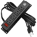 Wall Mount Power Strip with 4 Outlet, Mountable Power Strip with 2 USB Ports, 4-Port Under Desk Mount Connect with 6FT Power Cord, for Workbench