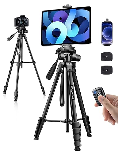 JOILCAN Phone Tripod Stand, 68" Tripod for iPad iPhone Tablet with Remote Universal Holder Carry Bag, Travel Aluminum Tripod for Video Recording