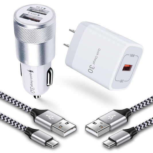 USB Fast Charger Kit for Samsung Galaxy A17 A56 A16 A15 A14 A35 A55 A54 A53 5G S25 S24 FE S24 S23 Ultra A13 iPhone 17 16e 15, Quick Charge 3.0 Wall