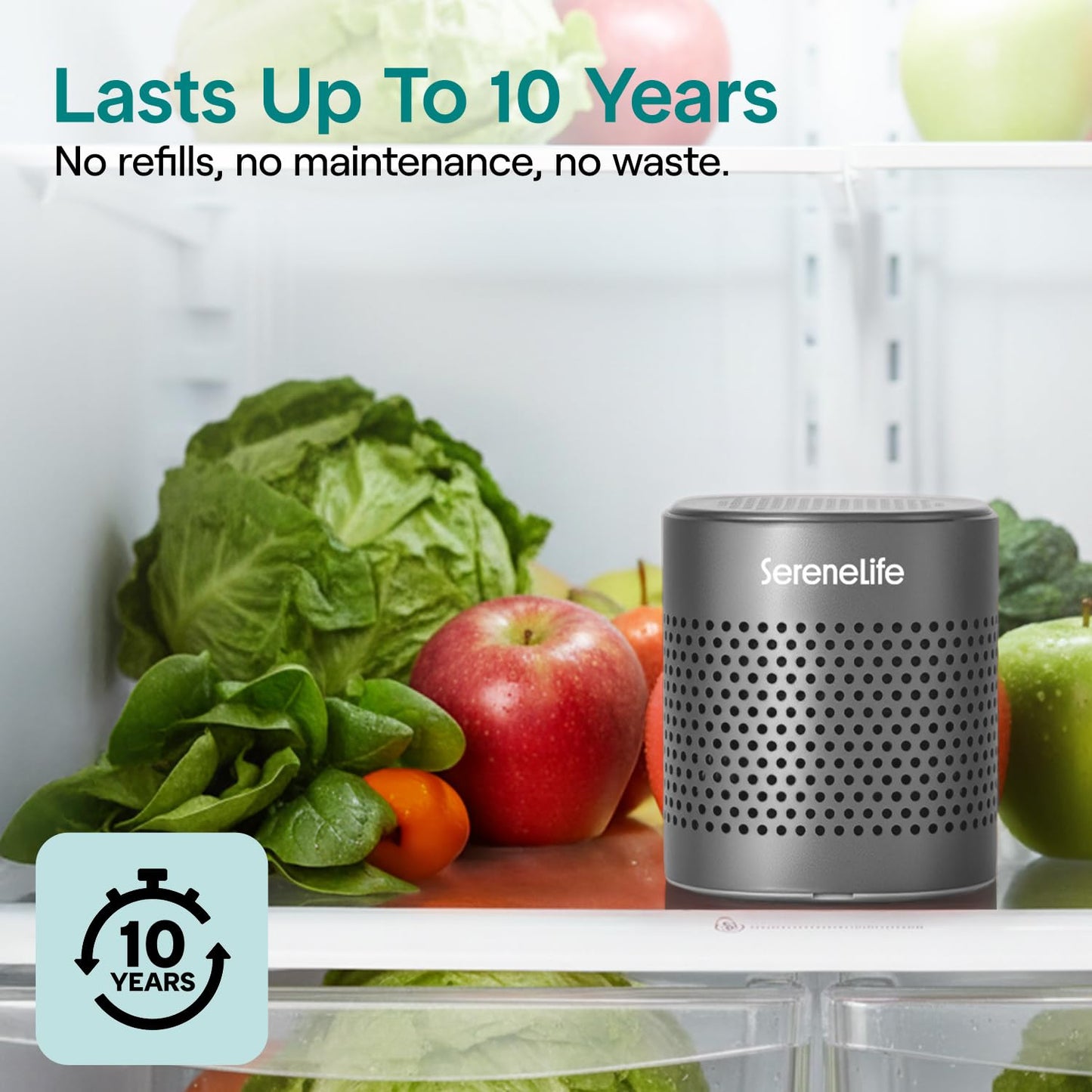 SereneLife Fridge Deodorizer & Odor Eliminator, Multi-Use Refrigerator Deodorizer Aluminum Pod for Freezer, Closet, Car, Shoes & Enclosed Spaces