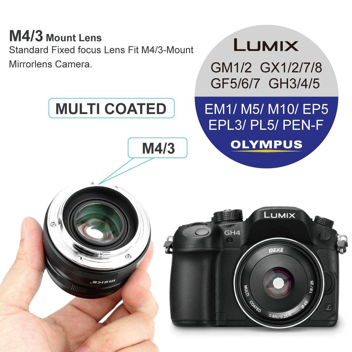 Meike 25mm f/1.8 Large Aperture Wide Angle Lens Manual Focus Lens for Nikon 1 Mount Mirrorless Cameras