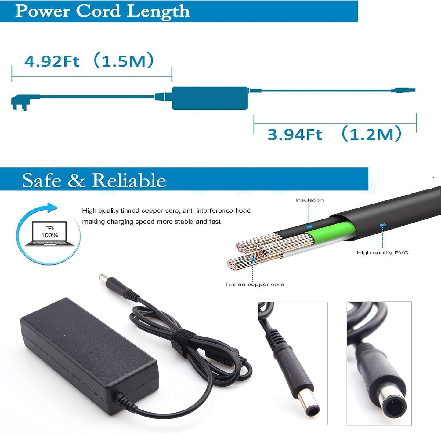 65W Laptop Charger Compatible with HP Pavilion DV7 DV6 DV5 DV4 DM4 G7 G6 Series, Probook, Compaq Cq57 Cq62 Cq56 Cq61 Cq60 Cq58,2000-329WM 2000-2A20NR