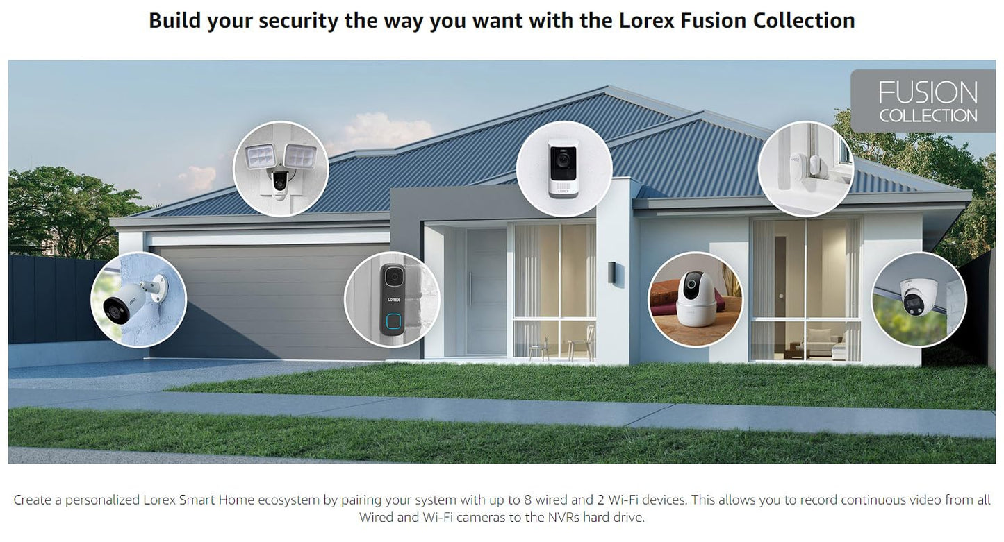 Lorex N843A82 4K 8-Channel 2TB Network Video Recorder (NVR) with Smart Motion Detection, Voice Control and Fusion Capabilities
