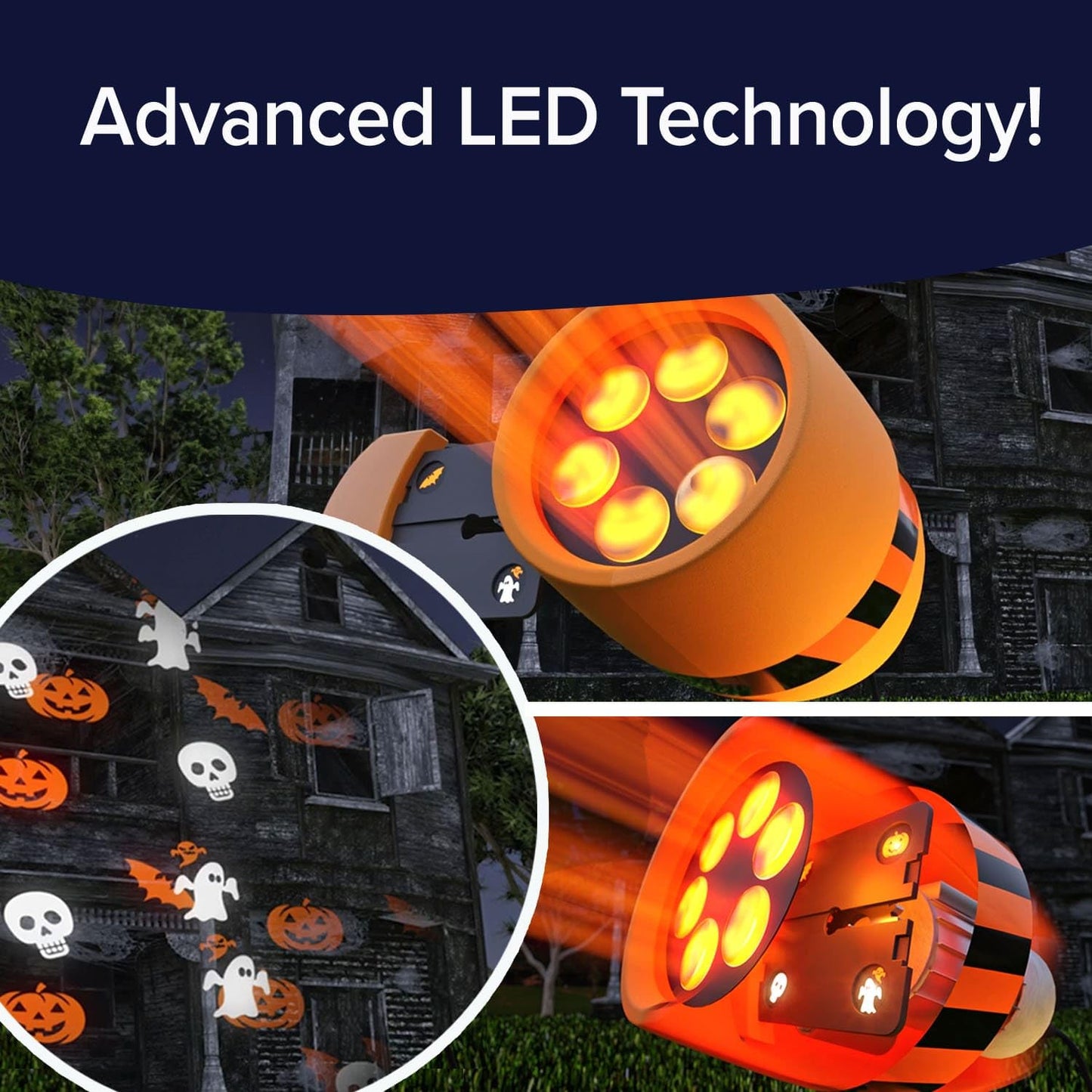 Star Shower Slide Show Halloween Holiday LED Projector, AS SEEN ON TV, Showcase Your Home With Full-Color Holiday Slides, Use 2 or More