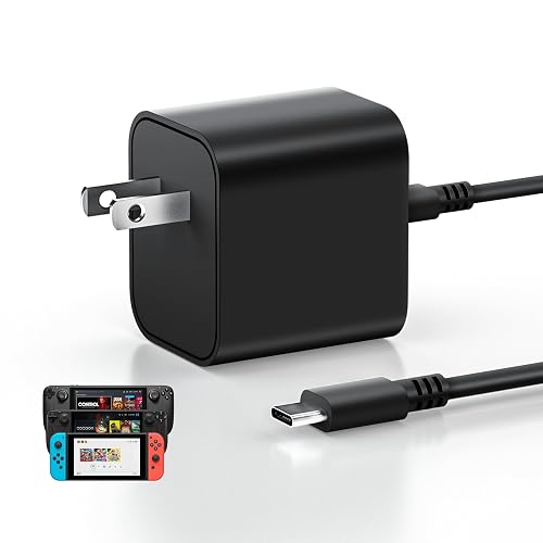 60W USB-C Charger for Steam Deck/Steam Deck OLED, Switch 2/Switch OLED/Switch Lite, with 4.9FT(1.5M) Cable, Supports 4K TV Mode, PD 3.0 Fast Charger