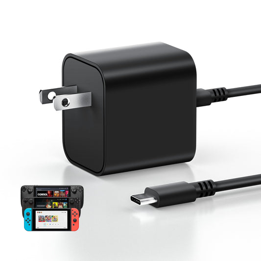 60W USB-C Charger for Steam Deck/Steam Deck OLED, Switch 2/Switch OLED/Switch Lite, with 4.9FT(1.5M) Cable, Supports 4K TV Mode, PD 3.0 Fast Charger