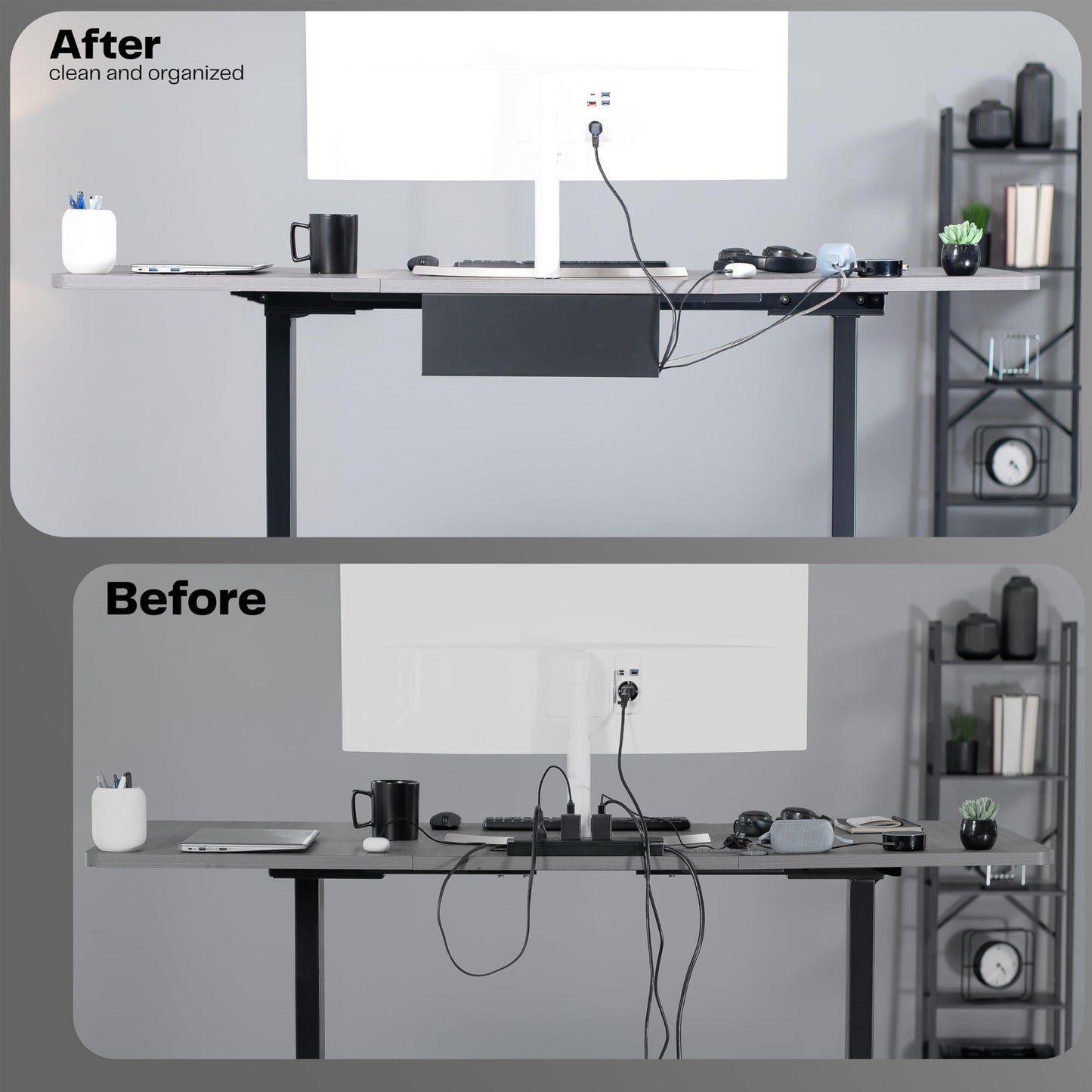 VIVO Under Desk 17 inch Extra Deep Cable Management Trays, Power Strip Holders, Cord Organizers, Wire Tamers for Office and Home, Black, 2 Pack