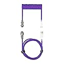 Cooler Master Coiled Cable Thunderstorm Blue-Purple with Detachable Metal Aviator Connector, Flexible Reinforced-Braided Nylon Cable, USB-A to USB