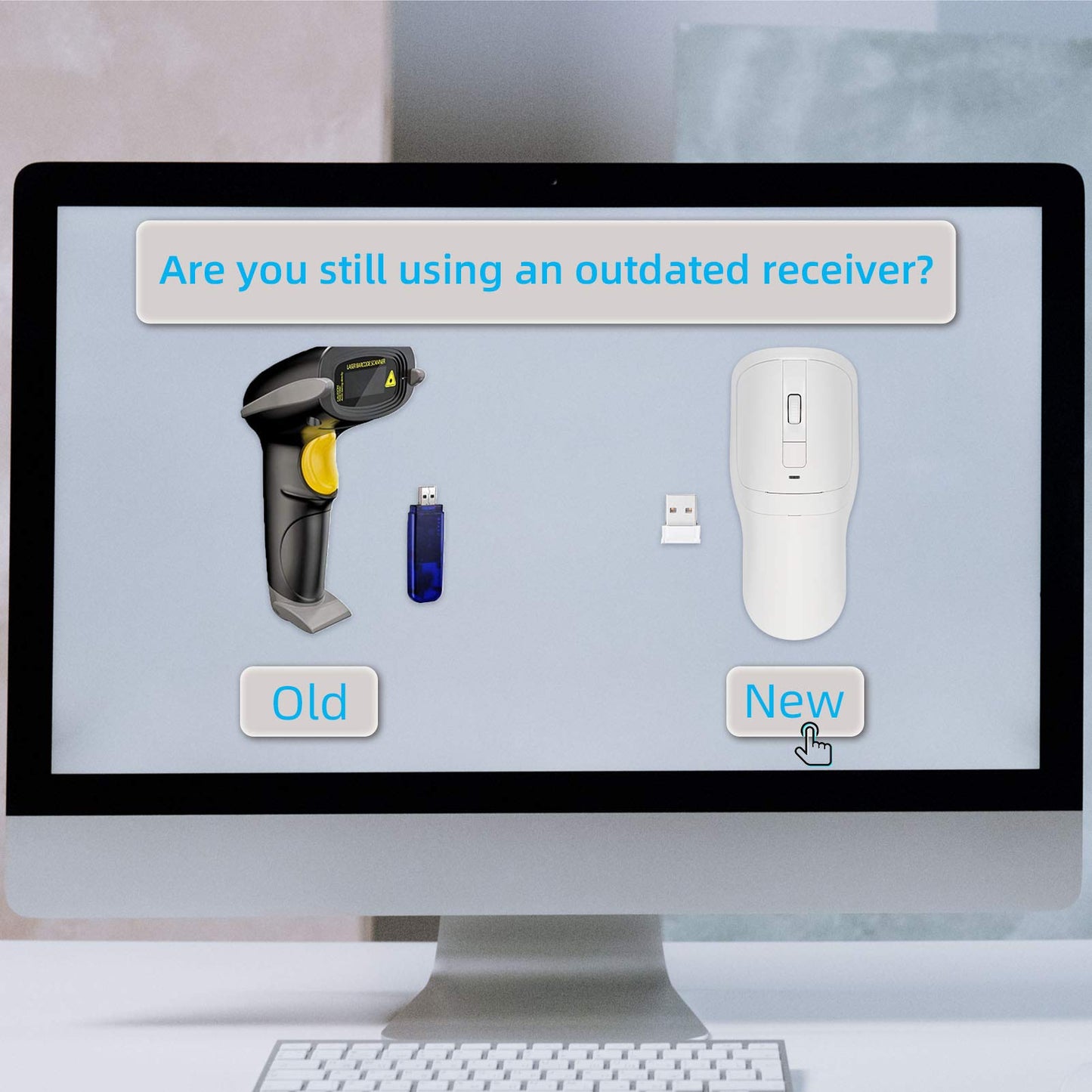 THARO New Wireless Mouse Barcode Scanner, 2-in-1 Design 2D Handheld Barcode Scanner with Wireless Mouse Functions for POS System,Store,Supermarket