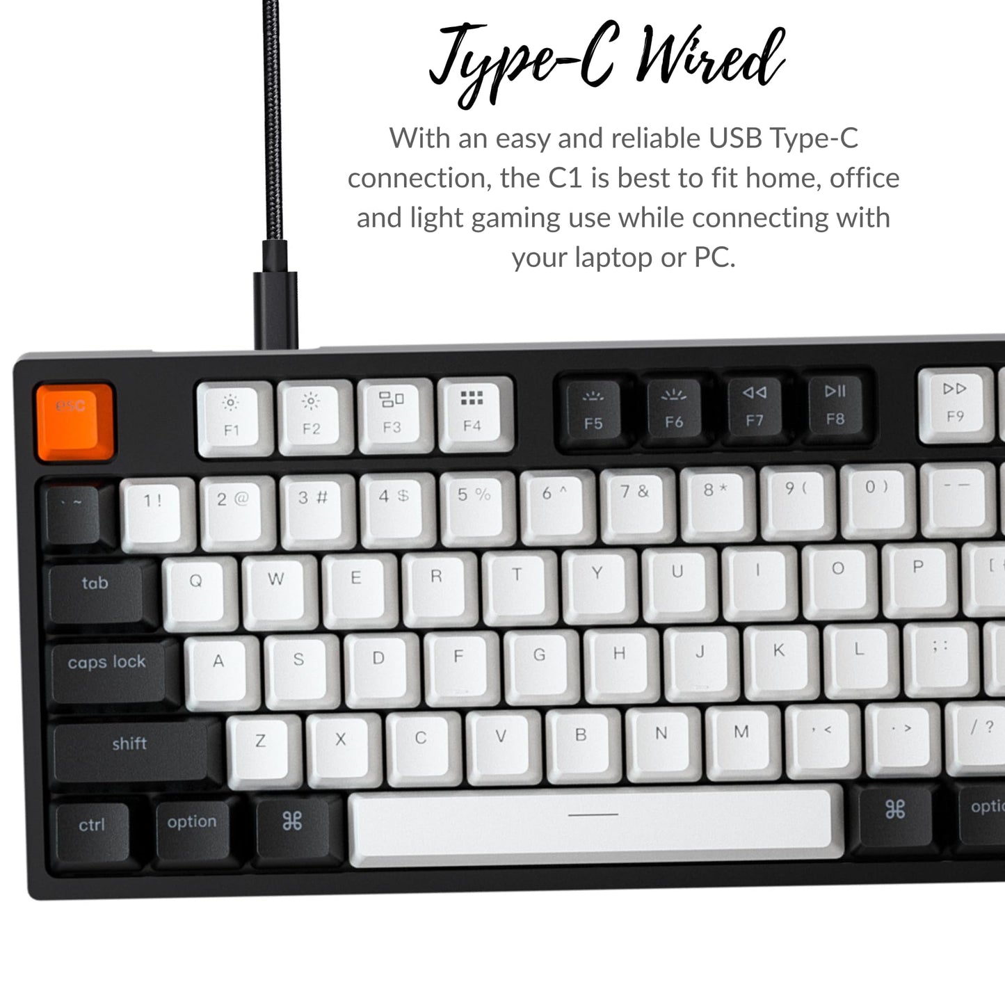 Keychron C1 Wired Mechanical Keyboard TKL, RGB Backlit with Double-Shot ABS Keycaps, 87 Keys Hot-Swappable Pre-lubed Tactile Switch Compatible