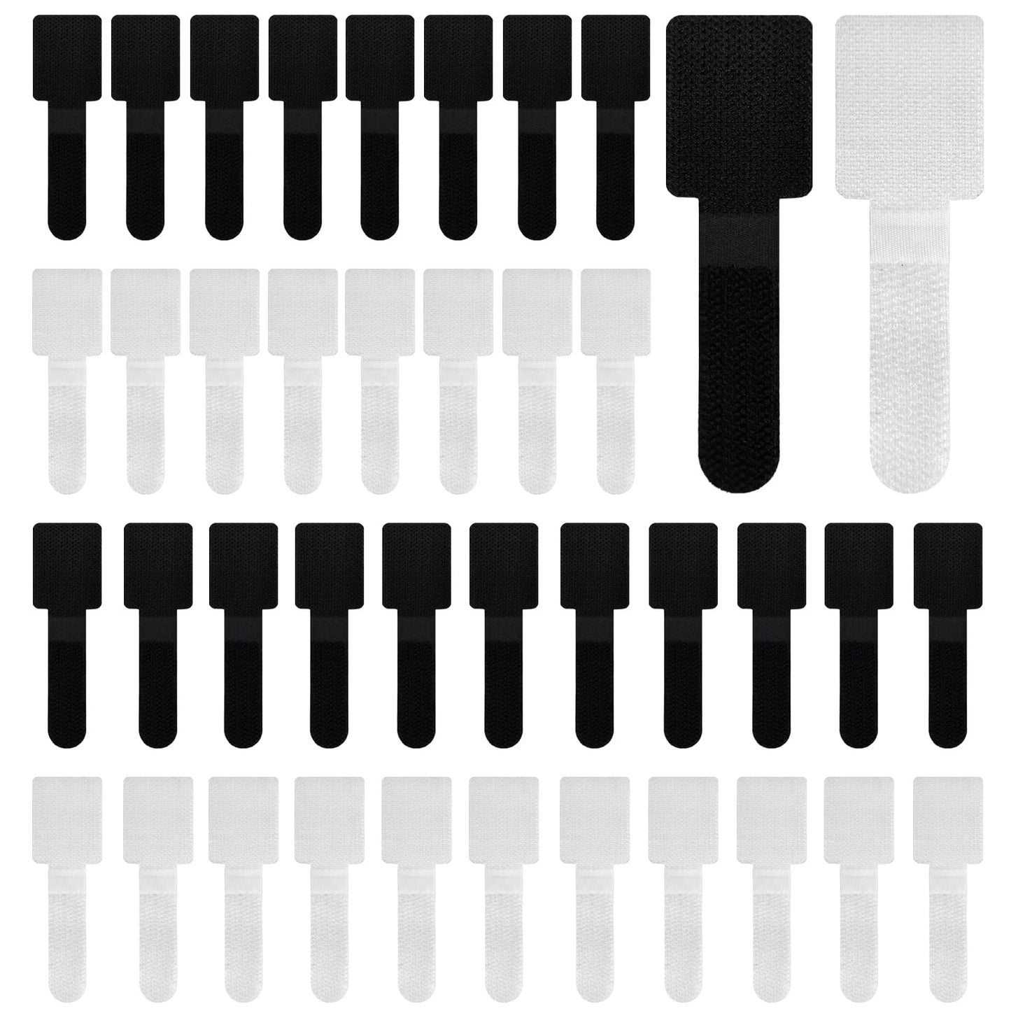40-Pack Self-Adhesive Hook and Loop Cable Ties - Adjustable Sticky-Back Cord Organizer Straps for Home, Office & Workshop