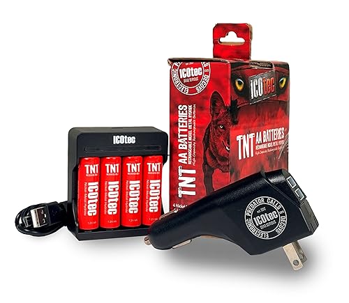 ICOtec TNT Rechargeable AA Battery Kit - 2700mAh - Long Life - High Capacity - 1,200 Charge Cycle Life, Includes: AC/DC Power Inverter, Charger…