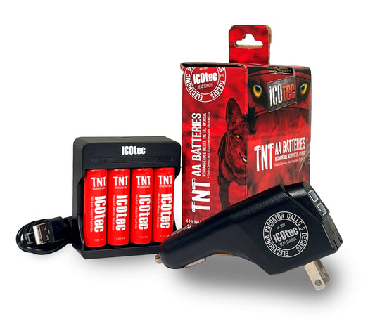 ICOtec TNT Rechargeable AA Battery Kit - 2700mAh - Long Life - High Capacity - 1,200 Charge Cycle Life, Includes: AC/DC Power Inverter, Charger…